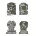 4Pcs Halloween Foam RIP Tombstones – Graveyard Skeleton Decor for Haunted House, Yard & Outdoor Party