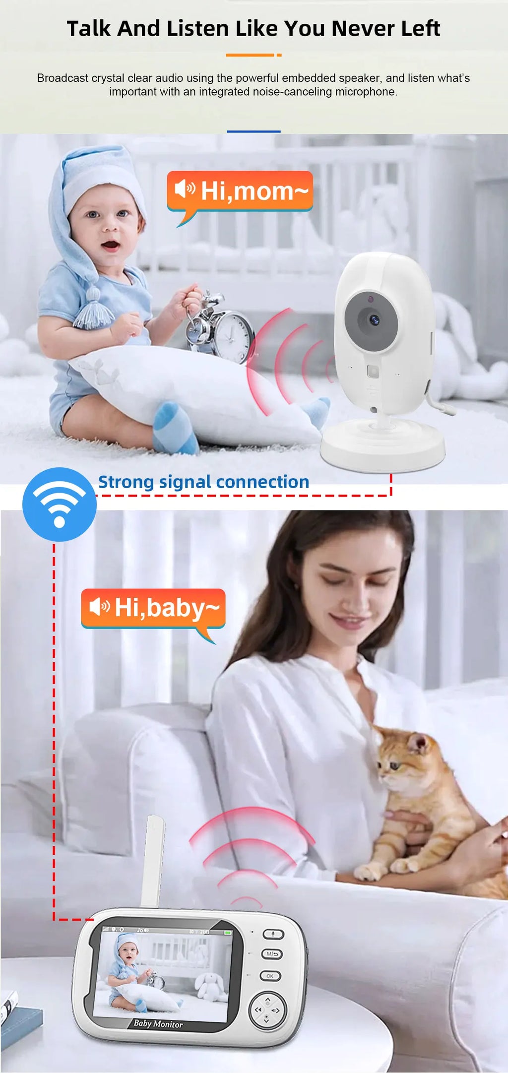 Cdycam Wireless Video Baby Monitor – 3.5" Screen with Night Vision, Temperature Sensor & 2-Way Audio