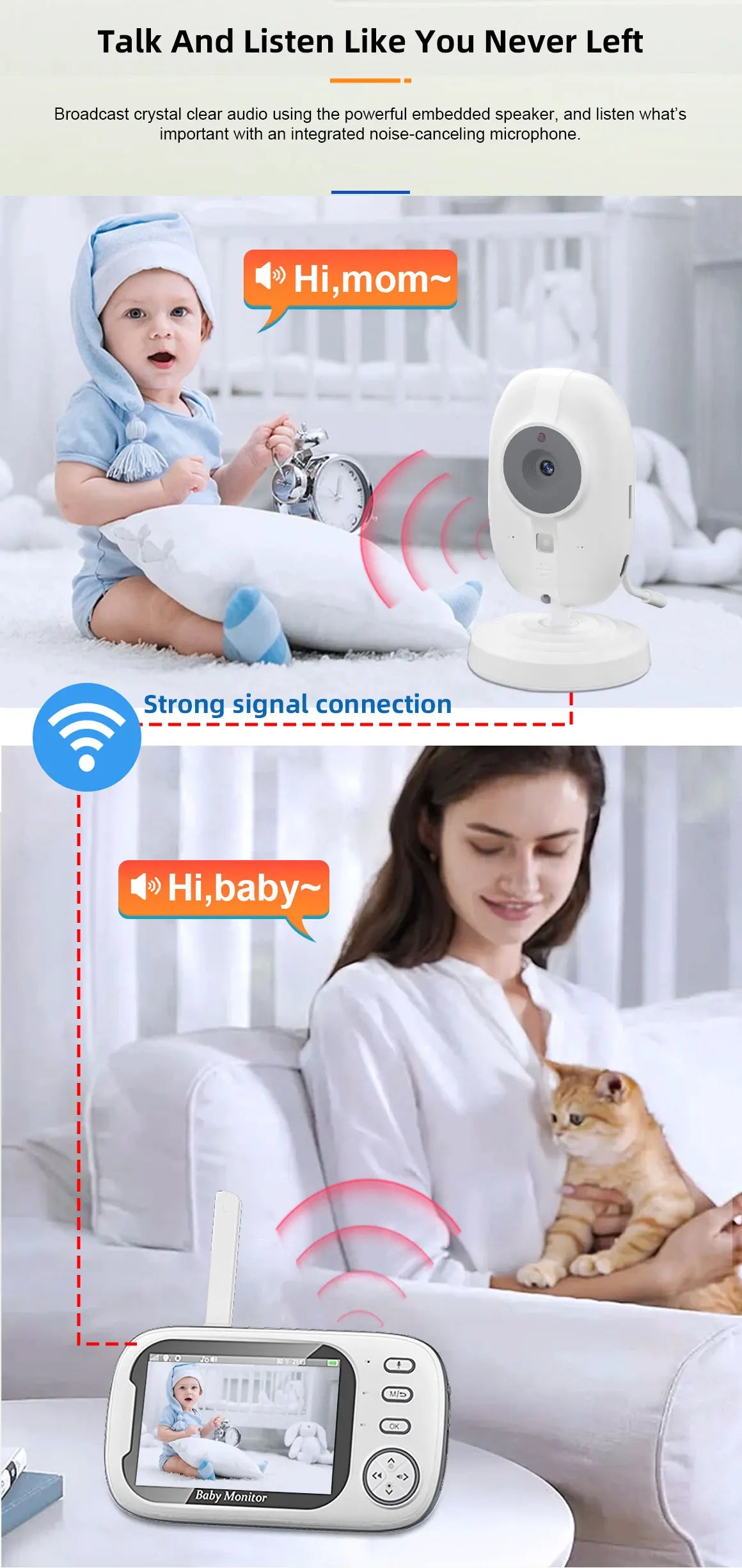 Cdycam Wireless Video Baby Monitor – 3.5" Screen with Night Vision, Temperature Sensor & 2-Way Audio