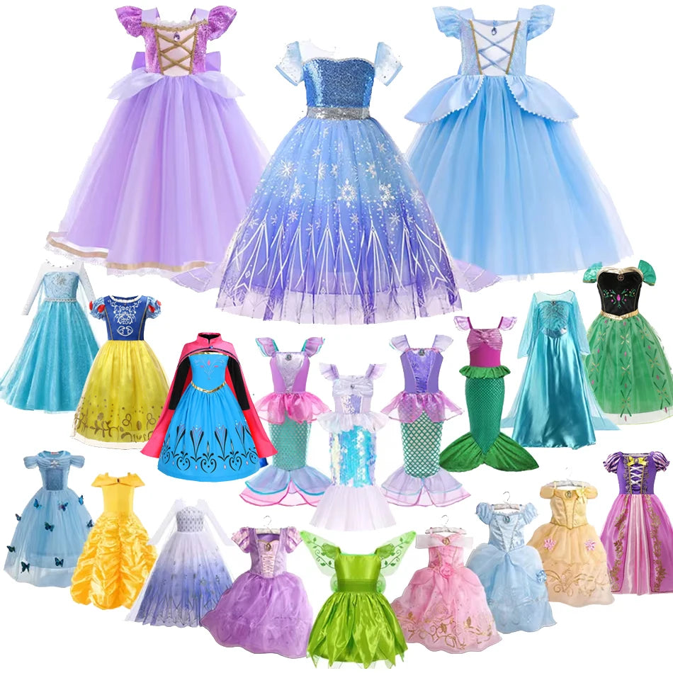 Ice Princess Girls Dress – Kids Cosplay Costume for Halloween & Birthday Party
