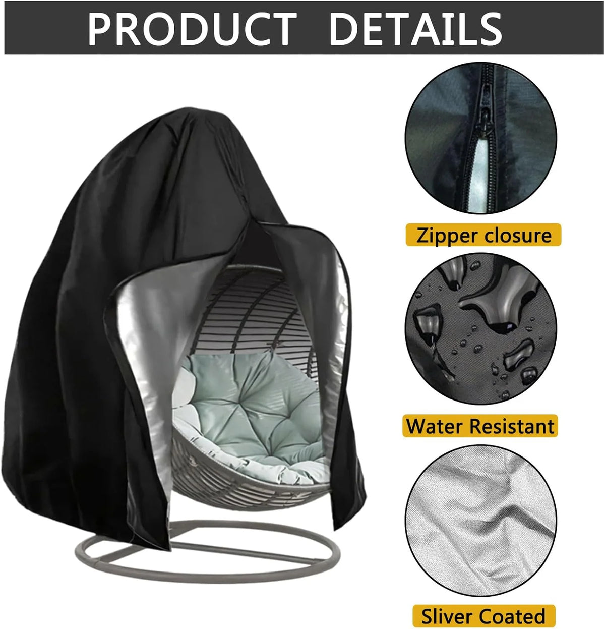 Waterproof Heavy-Duty Patio Egg Chair Cover – Hanging Cocoon Swing Chair Protector for Single/Double Seat