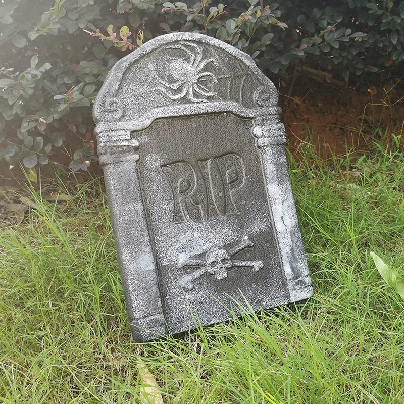 4Pcs Halloween Foam RIP Tombstones – Graveyard Skeleton Decor for Haunted House, Yard & Outdoor Party