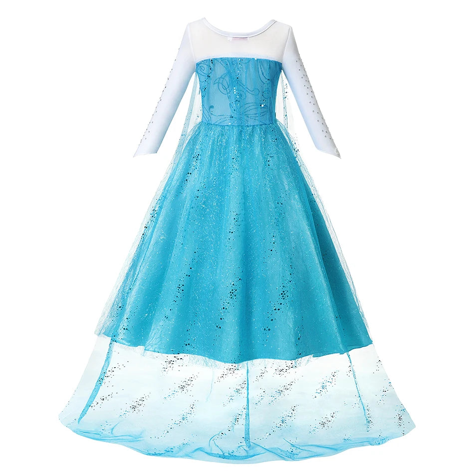 Ice Princess Girls Dress – Kids Cosplay Costume for Halloween & Birthday Party