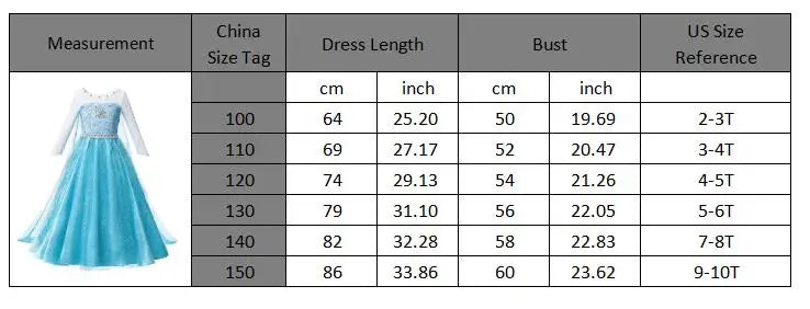 Ice Princess Girls Dress – Kids Cosplay Costume for Halloween & Birthday Party