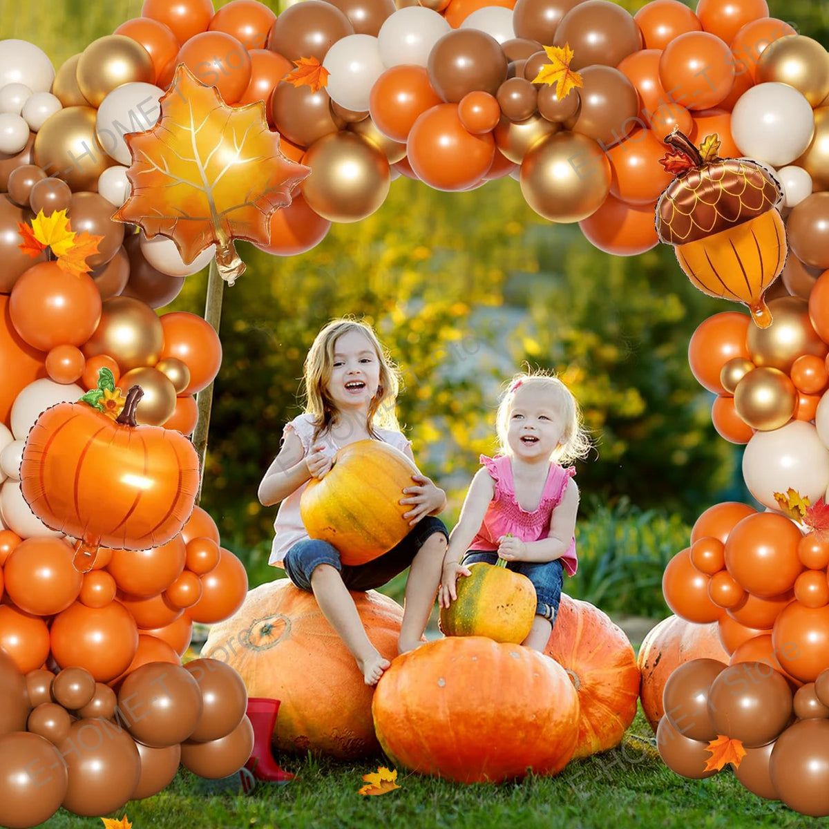 Fall Balloon Garland Arch Kit – Pumpkin, Pine Cone & Maple Leaf Decor for Autumn, Thanksgiving & Harvest Parties