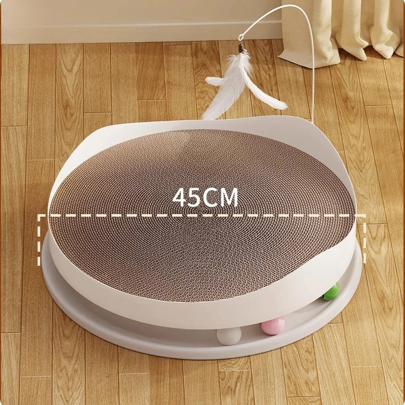 3-in-1 Round Cat Scratcher Bed – Durable Wear-Resistant Scratching Pad & Interactive Kitten Toy