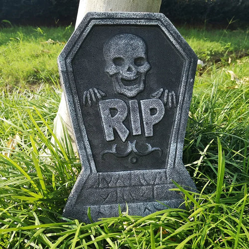 4Pcs Halloween Foam RIP Tombstones – Graveyard Skeleton Decor for Haunted House, Yard & Outdoor Party