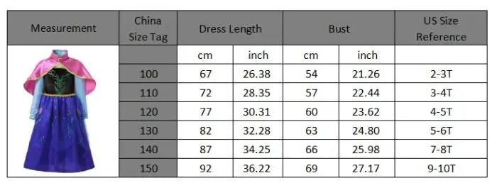 Ice Princess Girls Dress – Kids Cosplay Costume for Halloween & Birthday Party