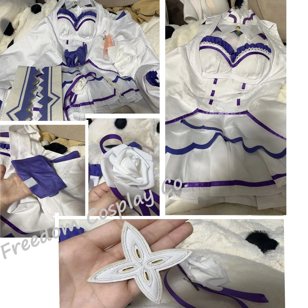 Emilia Inspired Cosplay Costume Set – Cloak, Wig & Maid Uniform Outfit for Women, Halloween & Anime Party