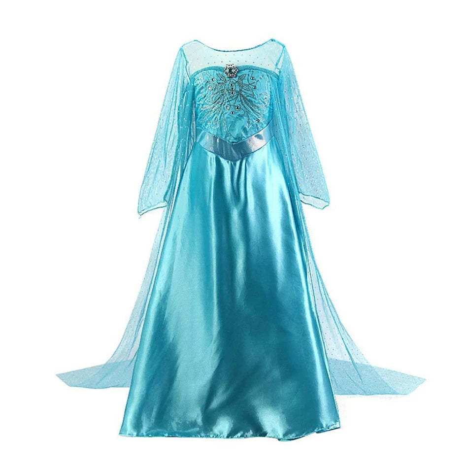 Ice Princess Girls Dress – Kids Cosplay Costume for Halloween & Birthday Party