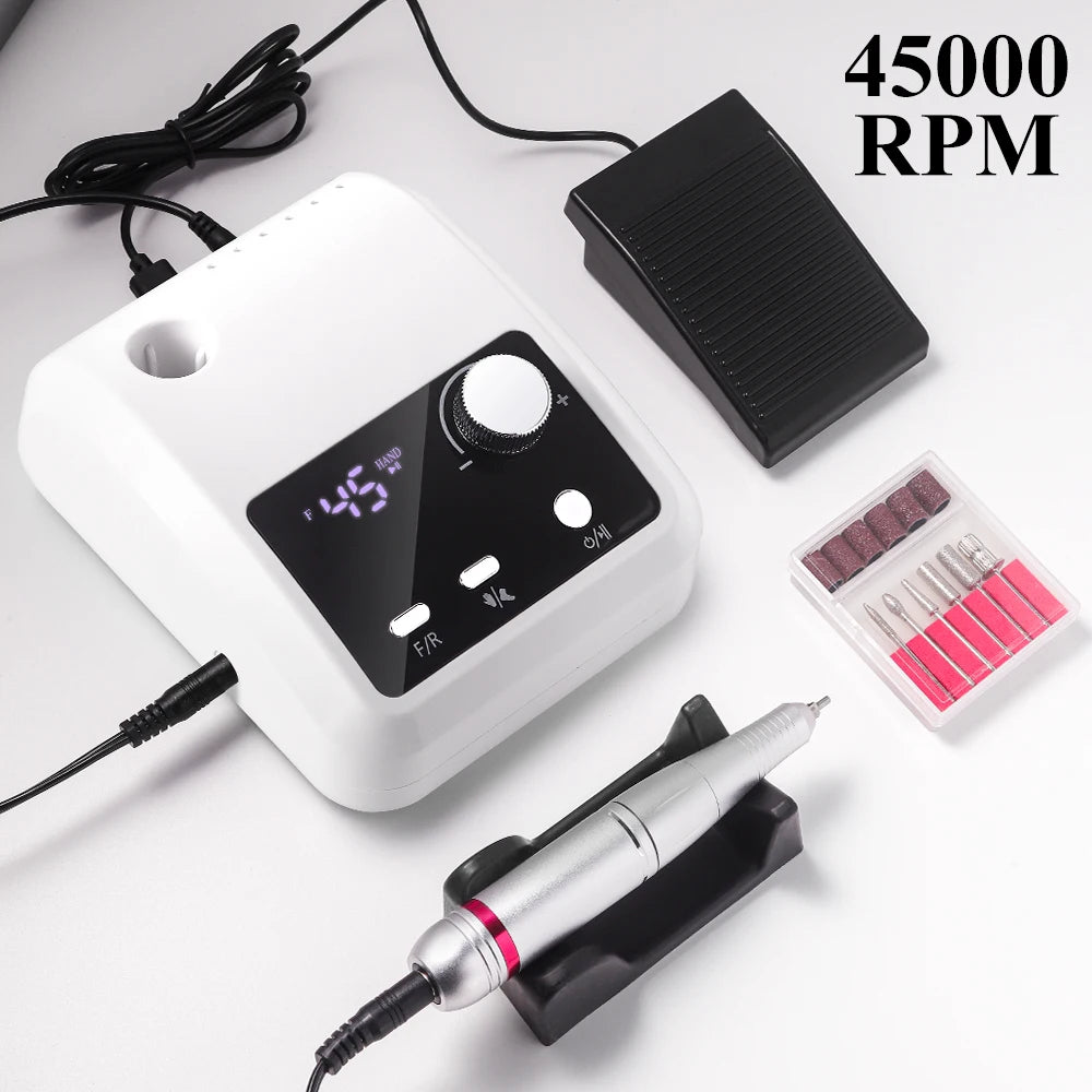 New 45000RPM Nail Drill Machine Cutters Professional Electric Nails Sander File for Gel Nails Polishing For Home Manicure Salon