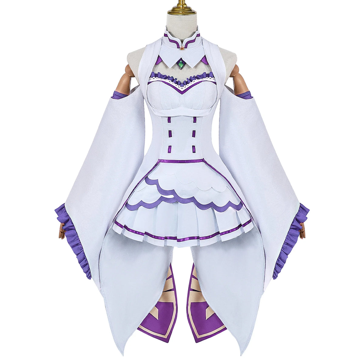 Emilia Inspired Cosplay Costume Set – Cloak, Wig & Maid Uniform Outfit for Women, Halloween & Anime Party