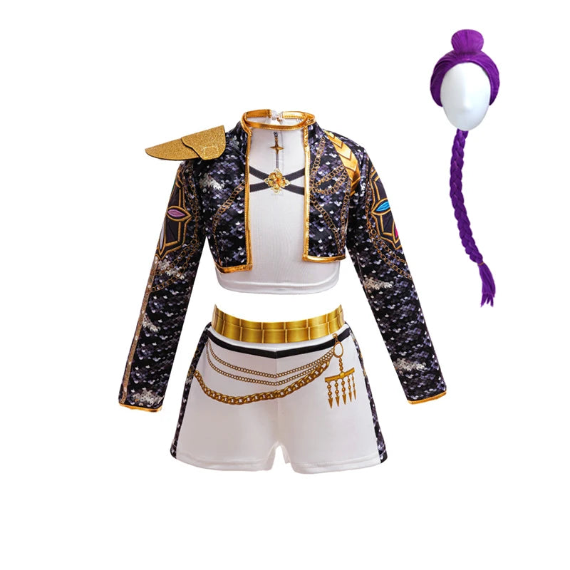 Girls Hip Hop Dance Outfit Set – Crop Top, Jacket, Skirt & Shorts Kids Jazz Stage Costume