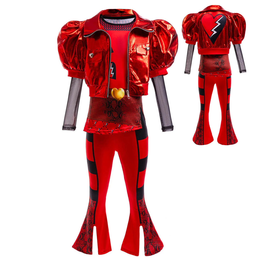 Kids Rock Star Costume 3-Piece Set, Red & Black Punk Rockstar Outfit for Halloween, Cosplay & Costume Parties