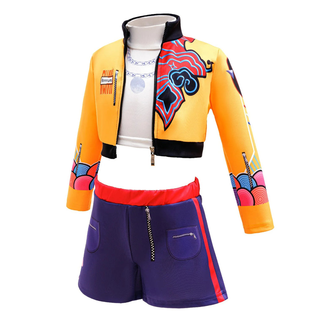 Girls Hip Hop Dance Outfit Set – Crop Top, Jacket, Skirt & Shorts Kids Jazz Stage Costume