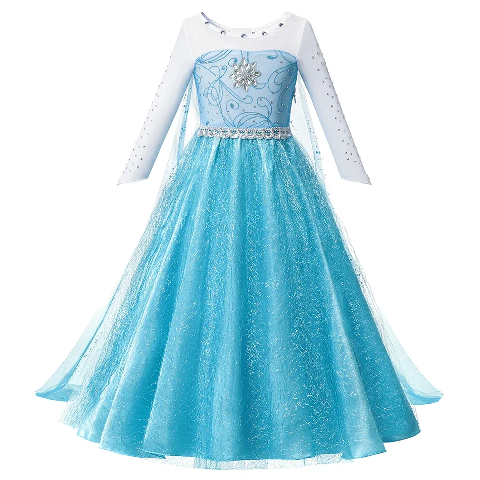 Ice Princess Girls Dress – Kids Cosplay Costume for Halloween & Birthday Party
