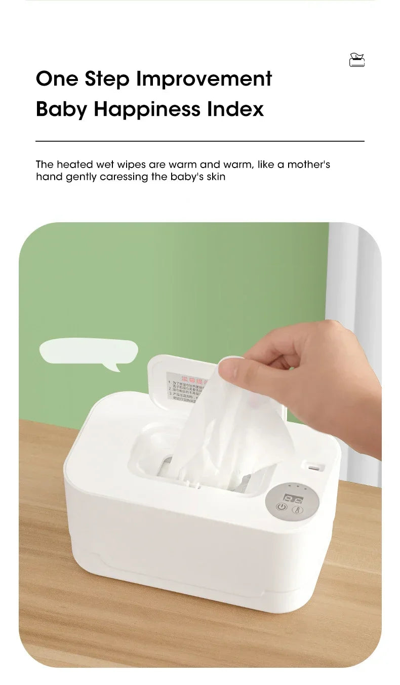 Baby Wipe Warmer with LED Display – Portable USB Wet Towel Heater for Home & Car