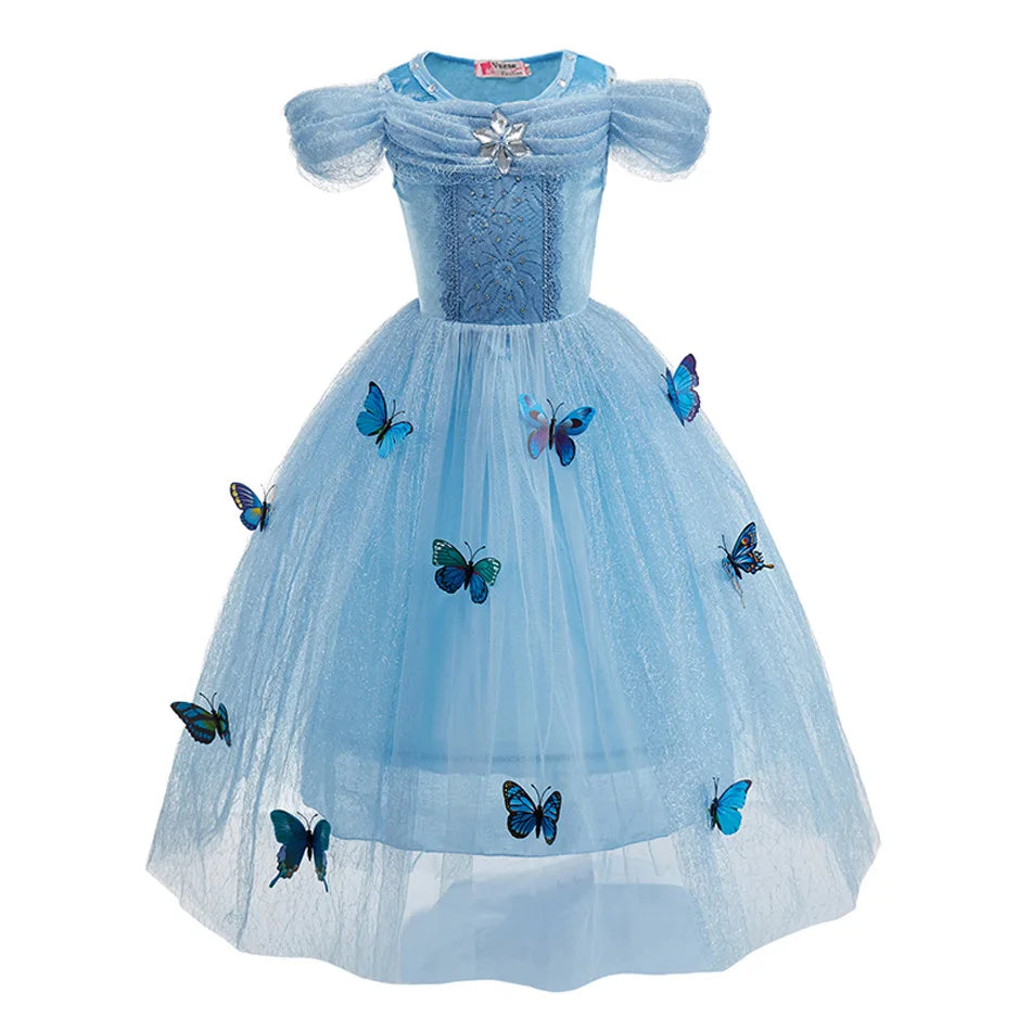 Ice Princess Girls Dress – Kids Cosplay Costume for Halloween & Birthday Party
