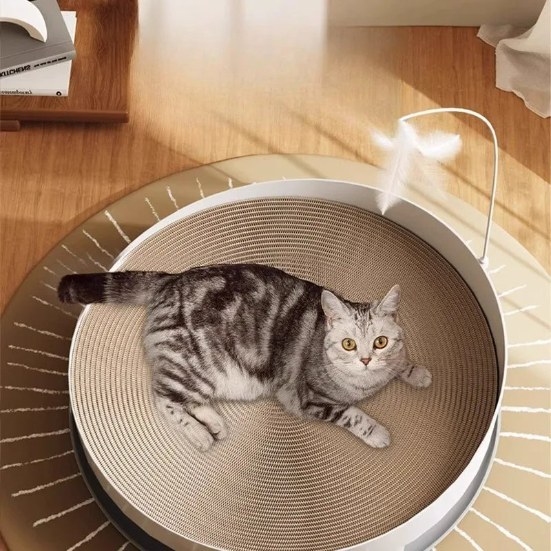 3-in-1 Round Cat Scratcher Bed – Durable Wear-Resistant Scratching Pad & Interactive Kitten Toy