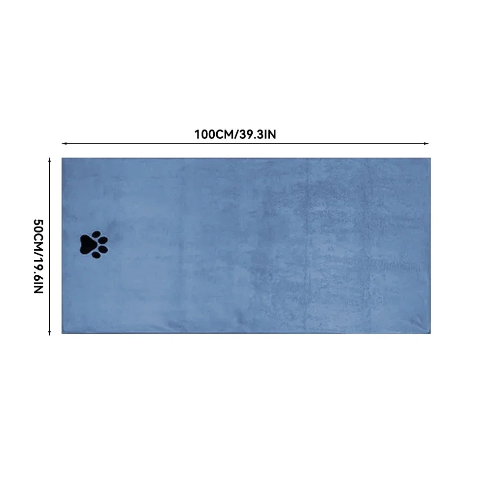 Microfiber Pet Bath Towel – Super Soft Absorbent Embroidered Towel for Dogs & Cats (3 Sizes)