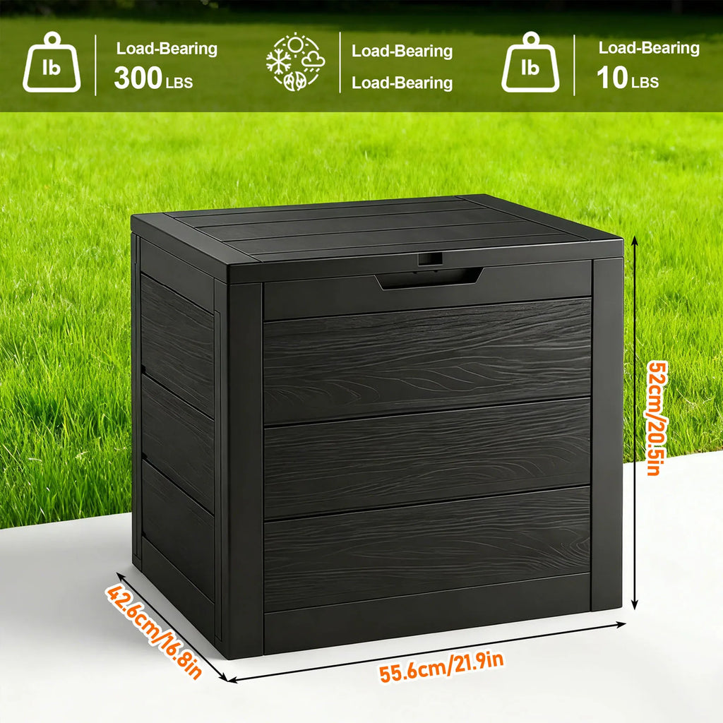 Heavy-Duty 75 Gallon Deck Box with Lockable Lid – Weatherproof Outdoor Storage Container (White/Green)