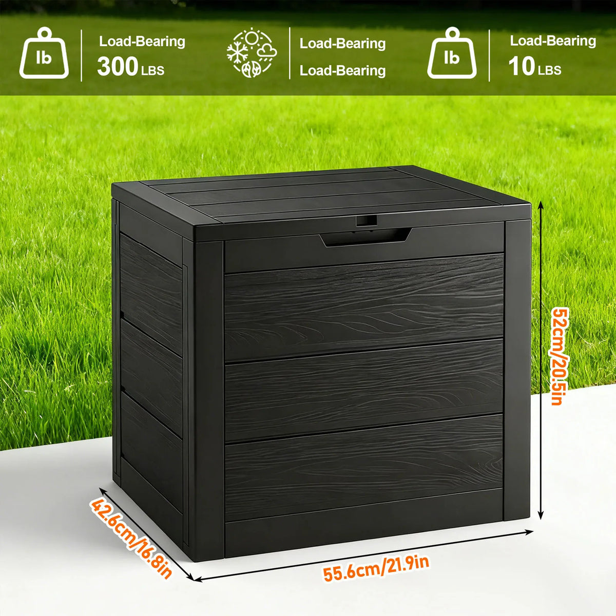 Heavy-Duty 75 Gallon Deck Box with Lockable Lid – Weatherproof Outdoor Storage Container (White/Green)