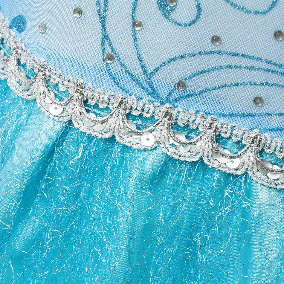 Ice Princess Girls Dress – Kids Cosplay Costume for Halloween & Birthday Party