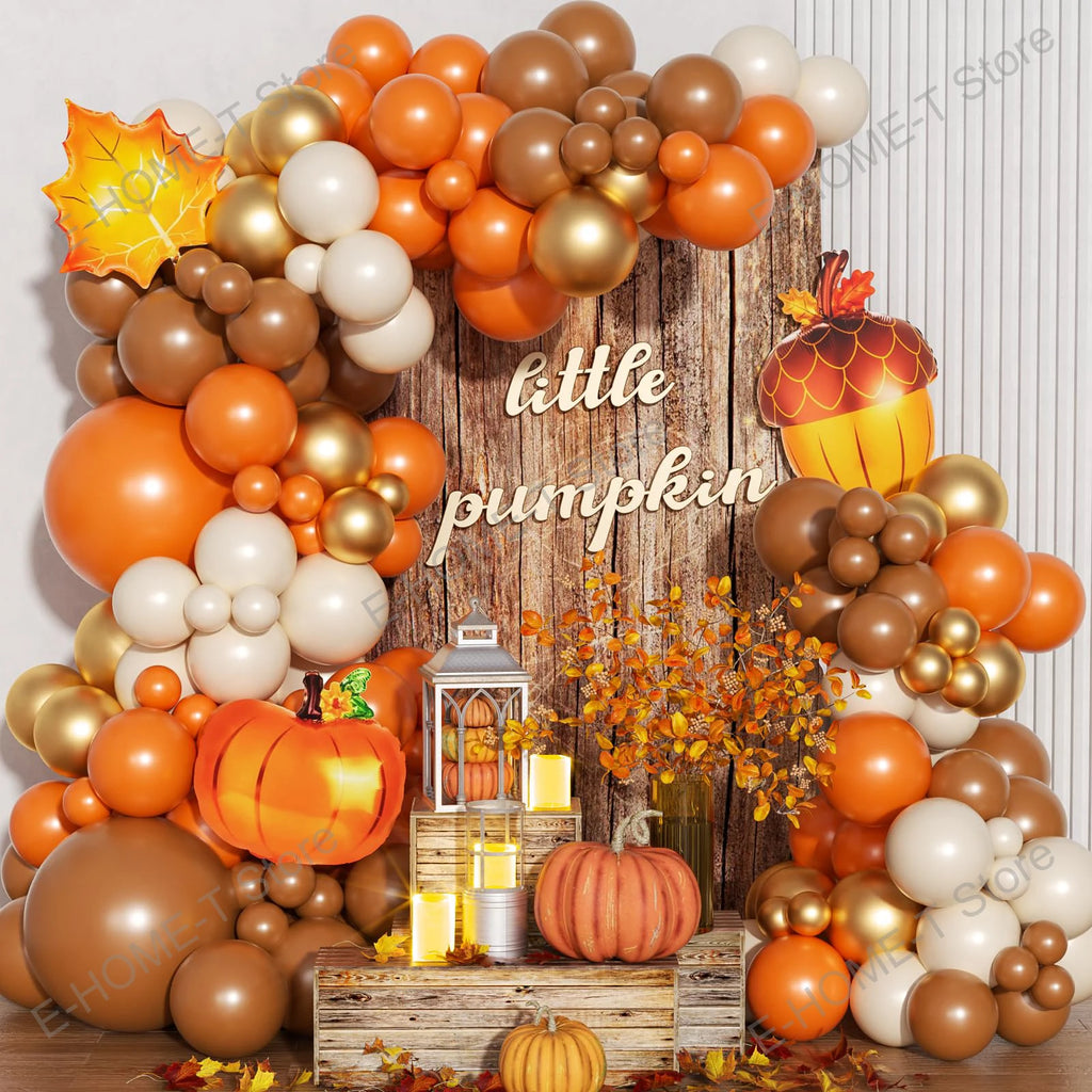 Fall Balloon Garland Arch Kit – Pumpkin, Pine Cone & Maple Leaf Decor for Autumn, Thanksgiving & Harvest Parties