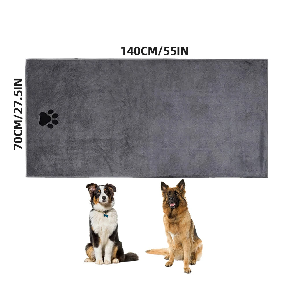 Microfiber Pet Bath Towel – Super Soft Absorbent Embroidered Towel for Dogs & Cats (3 Sizes)
