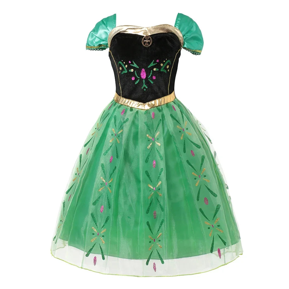 Ice Princess Girls Dress – Kids Cosplay Costume for Halloween & Birthday Party