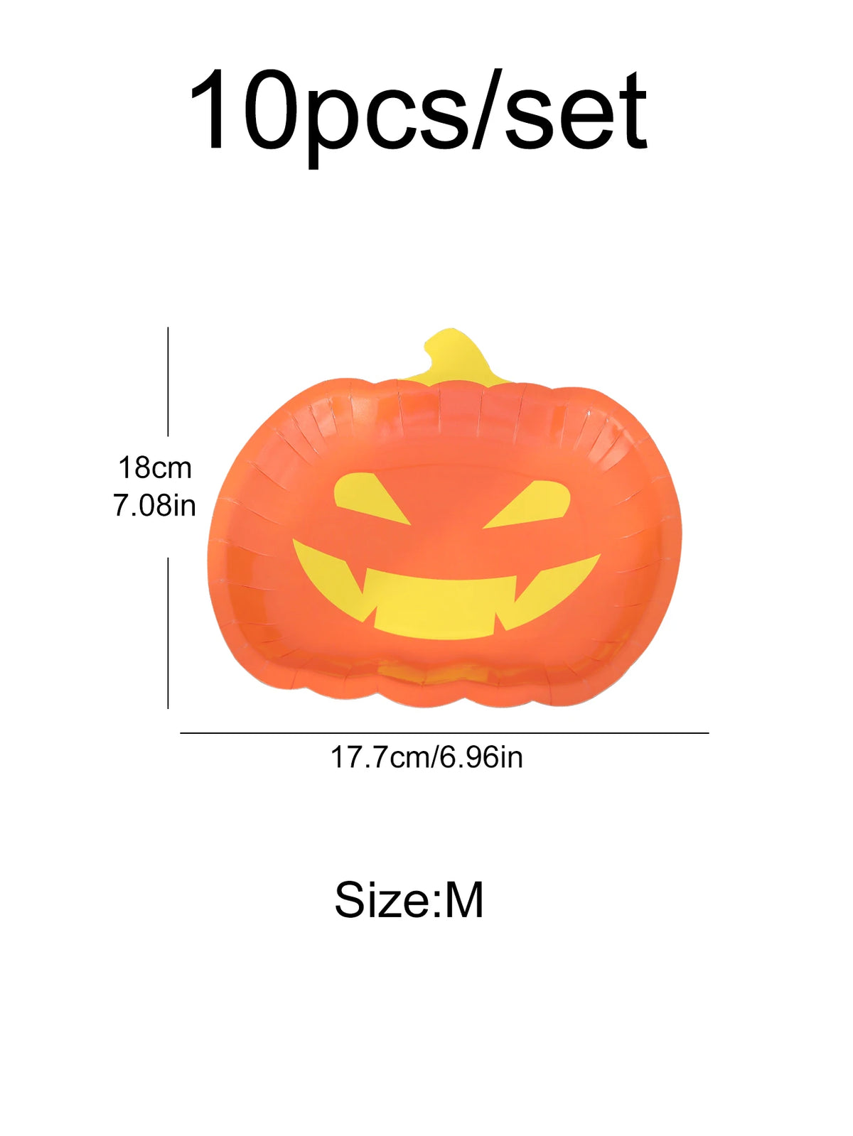 Halloween Disposable Tableware Set – Pumpkin & Ghost Face Paper Plates, Cups & Party Supplies (10-Piece Set, 7"/9")