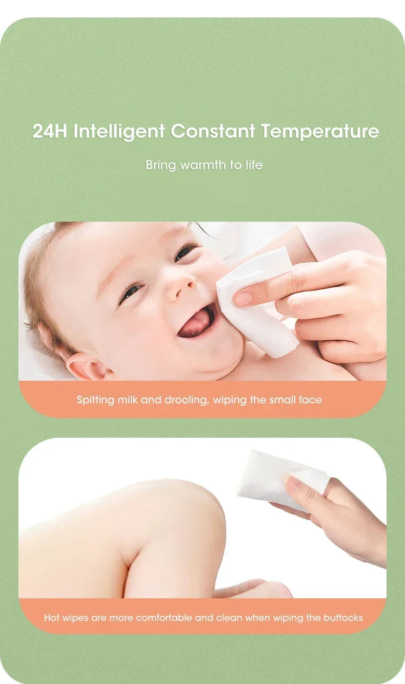 Baby Wipe Warmer with LED Display – Portable USB Wet Towel Heater for Home & Car