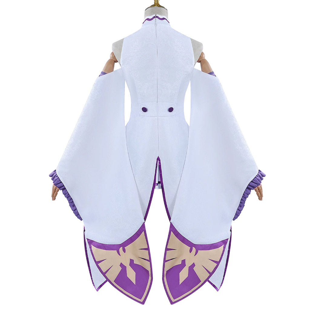 Emilia Inspired Cosplay Costume Set – Cloak, Wig & Maid Uniform Outfit for Women, Halloween & Anime Party