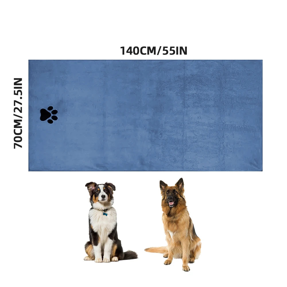 Microfiber Pet Bath Towel – Super Soft Absorbent Embroidered Towel for Dogs & Cats (3 Sizes)