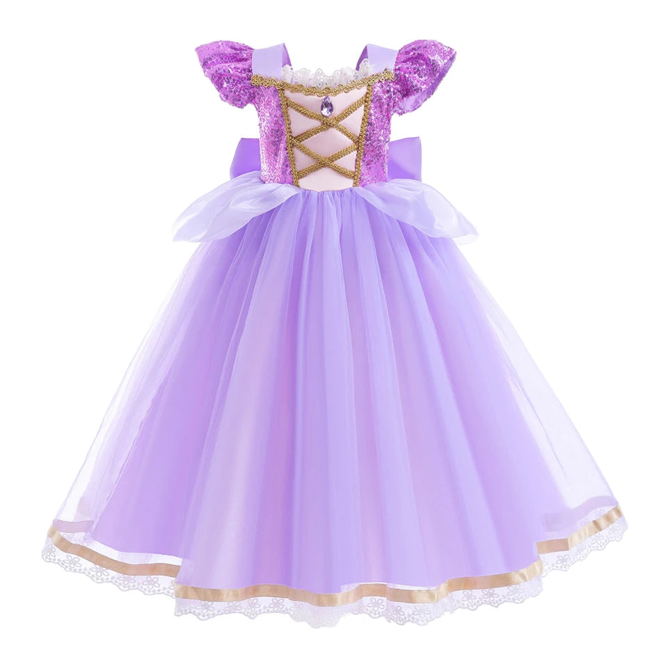 Ice Princess Girls Dress – Kids Cosplay Costume for Halloween & Birthday Party