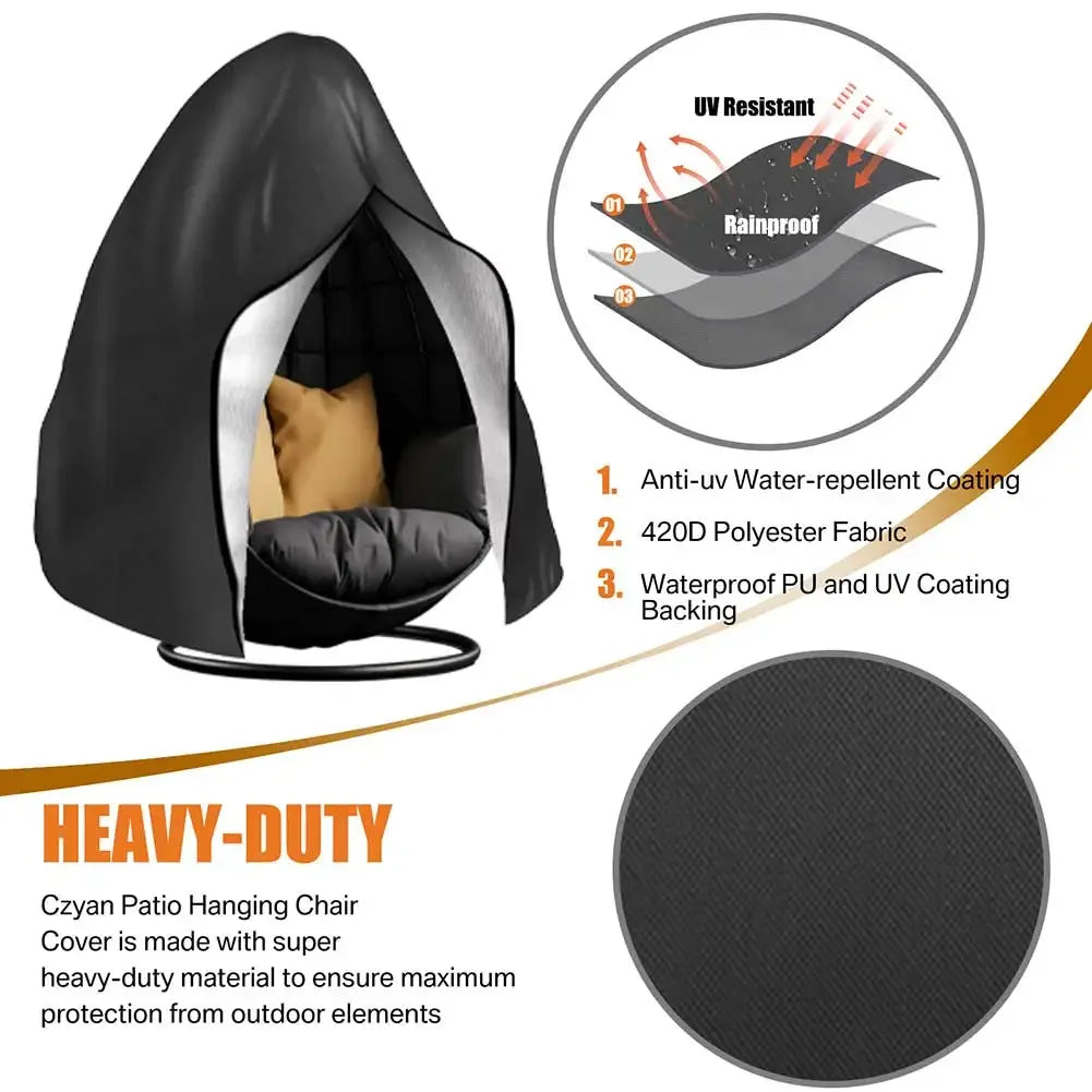Waterproof Heavy-Duty Patio Egg Chair Cover – Hanging Cocoon Swing Chair Protector for Single/Double Seat