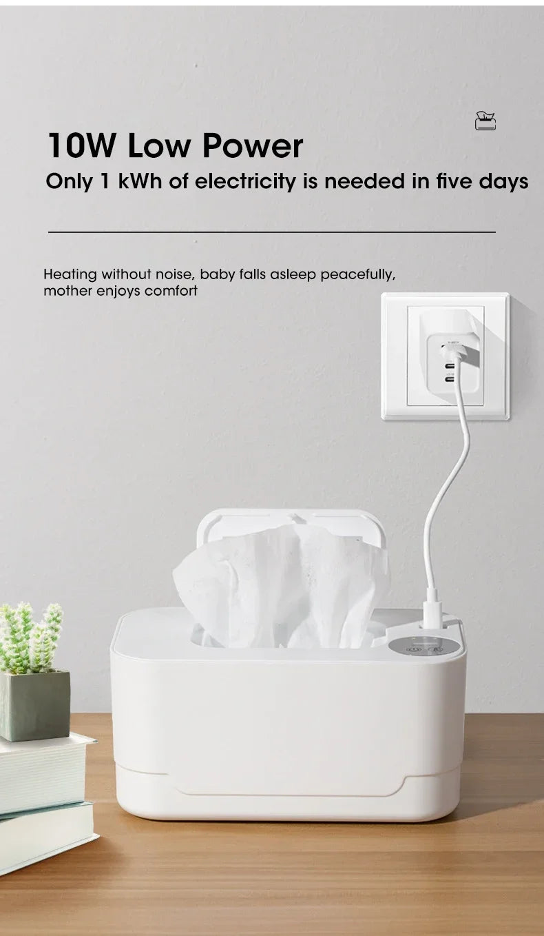 Baby Wipe Warmer with LED Display – Portable USB Wet Towel Heater for Home & Car