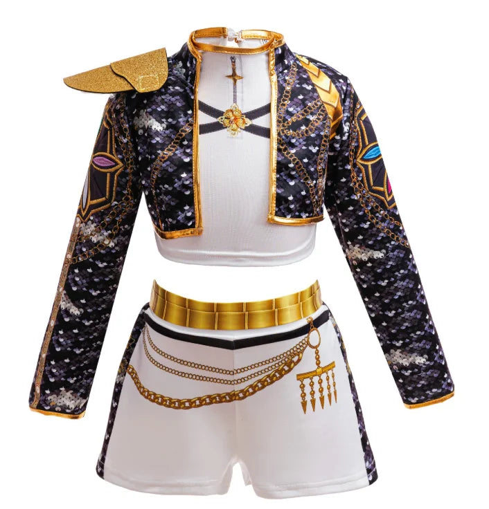Girls Hip Hop Dance Outfit Set – Crop Top, Jacket, Skirt & Shorts Kids Jazz Stage Costume