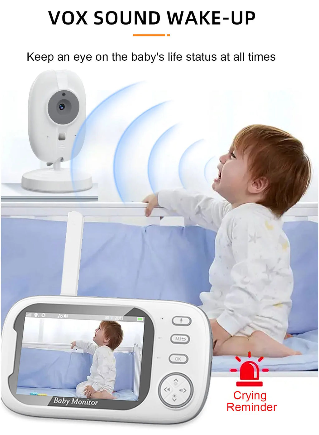 Cdycam Wireless Video Baby Monitor – 3.5" Screen with Night Vision, Temperature Sensor & 2-Way Audio