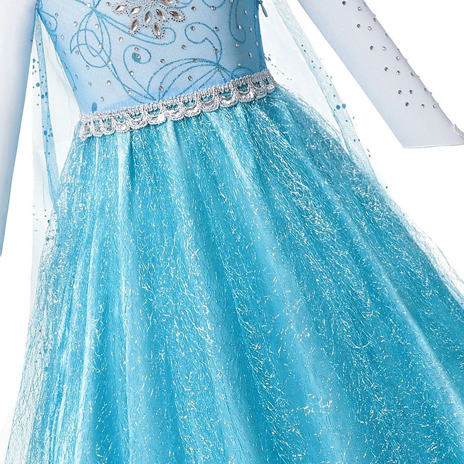 Ice Princess Girls Dress – Kids Cosplay Costume for Halloween & Birthday Party