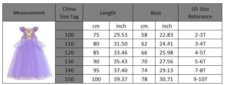 Ice Princess Girls Dress – Kids Cosplay Costume for Halloween & Birthday Party
