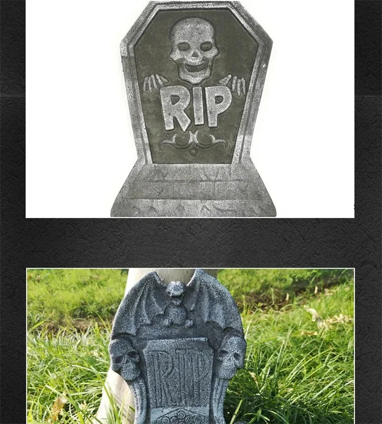 4Pcs Halloween Foam RIP Tombstones – Graveyard Skeleton Decor for Haunted House, Yard & Outdoor Party