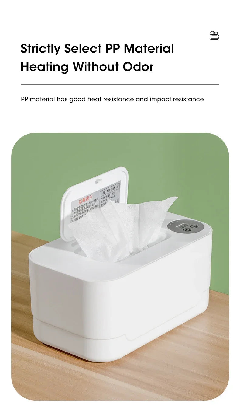 Baby Wipe Warmer with LED Display – Portable USB Wet Towel Heater for Home & Car