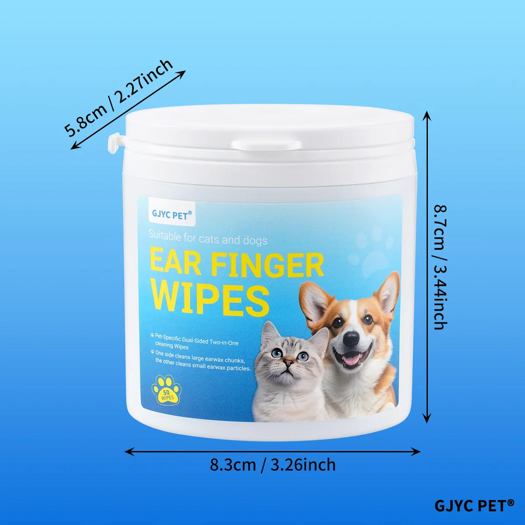 Pet Ear Cleaning Finger Wipes – Dual 3D Texture Disposable Wipes for Dogs & Cats, Gentle Ear Wax & Odor Remover