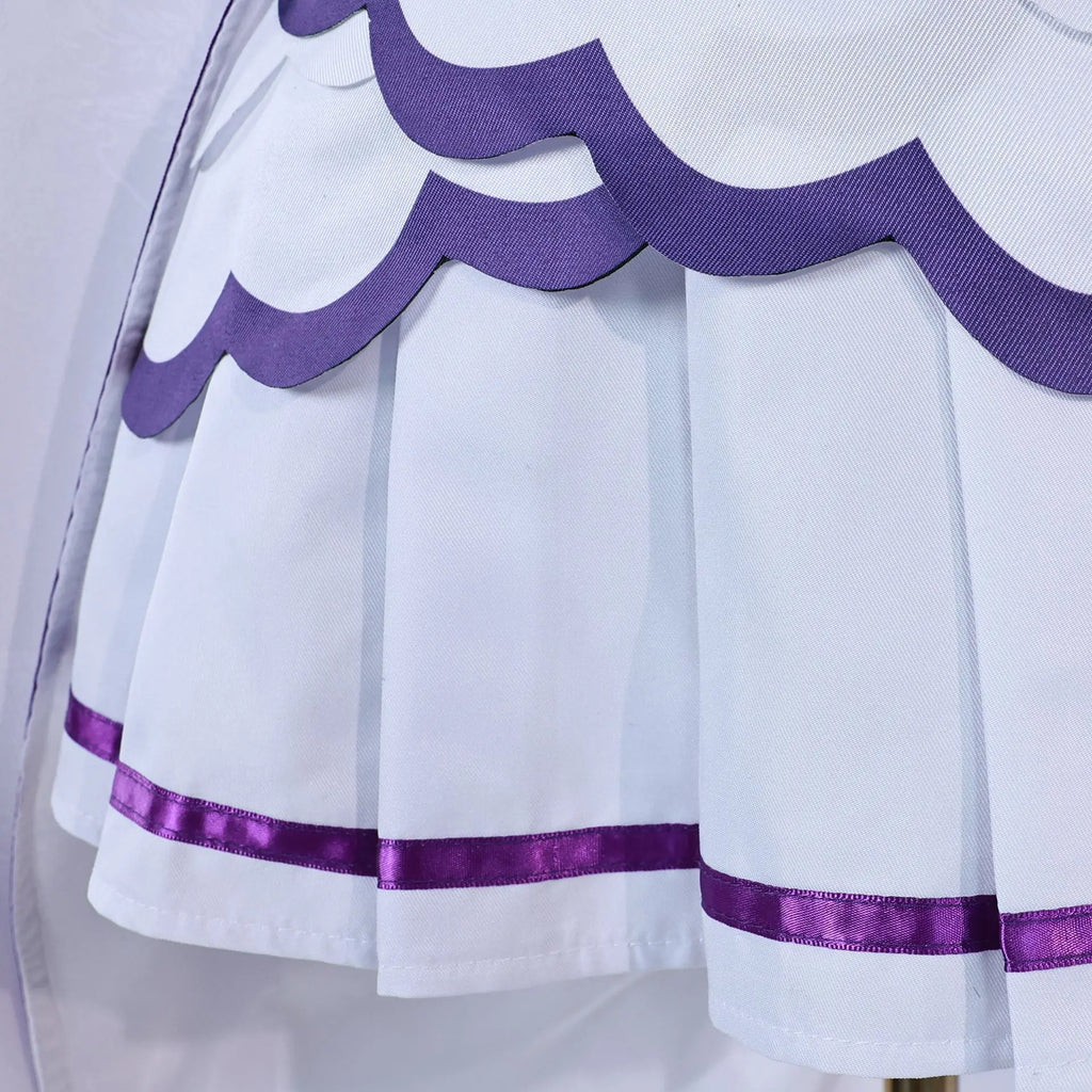 Emilia Inspired Cosplay Costume Set – Cloak, Wig & Maid Uniform Outfit for Women, Halloween & Anime Party