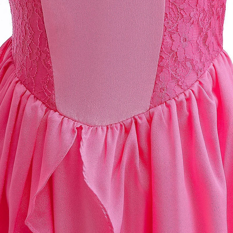 Peach Princess Dress Girls Rose Red Lace Cosplay Dress Kids Vestidos Party Dresses Carnival Halloween Costume for 3-11 Years