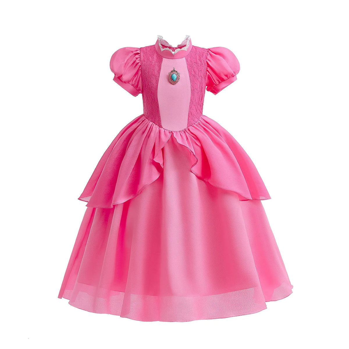 Peach Princess Dress Girls Rose Red Lace Cosplay Dress Kids Vestidos Party Dresses Carnival Halloween Costume for 3-11 Years