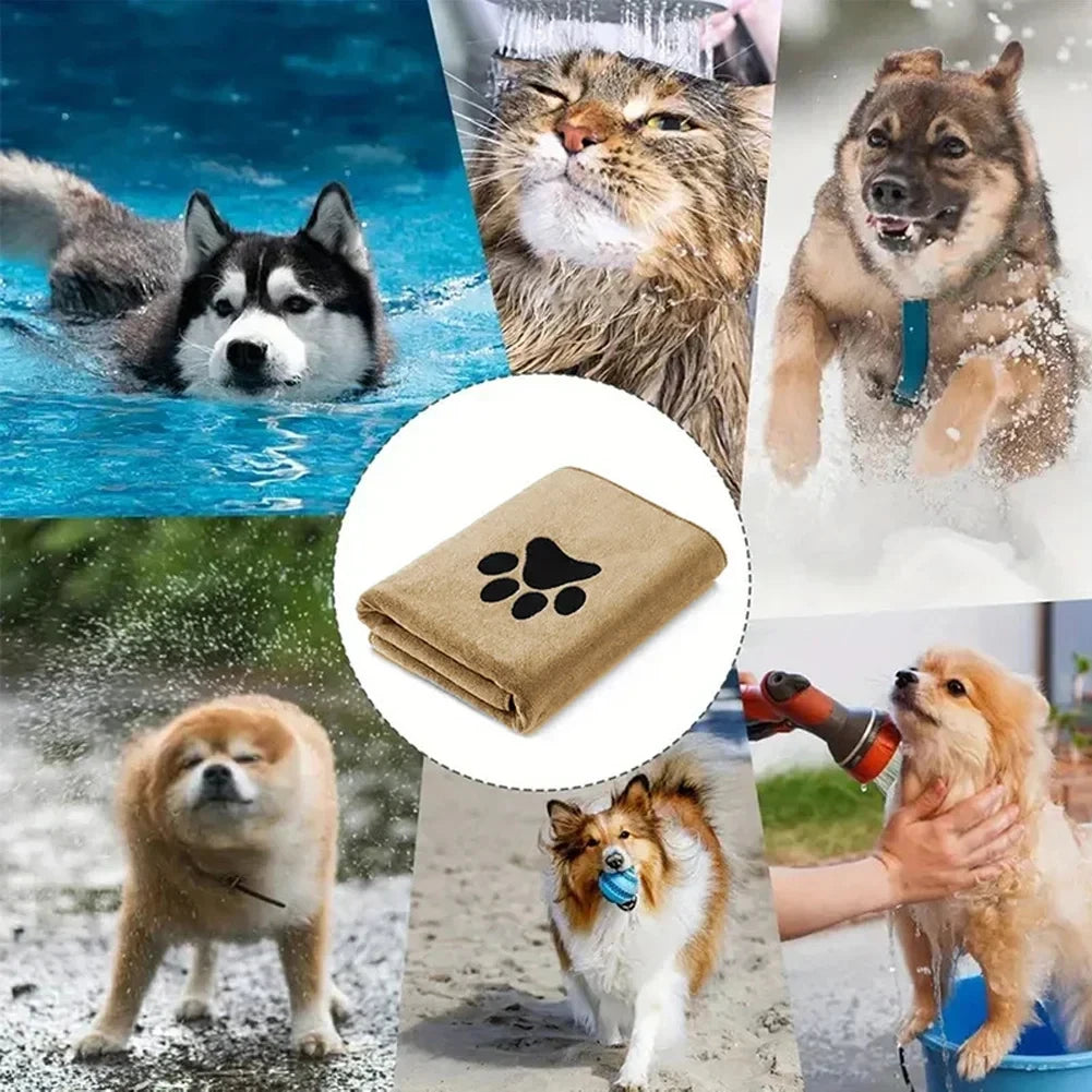 Microfiber Pet Bath Towel – Super Soft Absorbent Embroidered Towel for Dogs & Cats (3 Sizes)