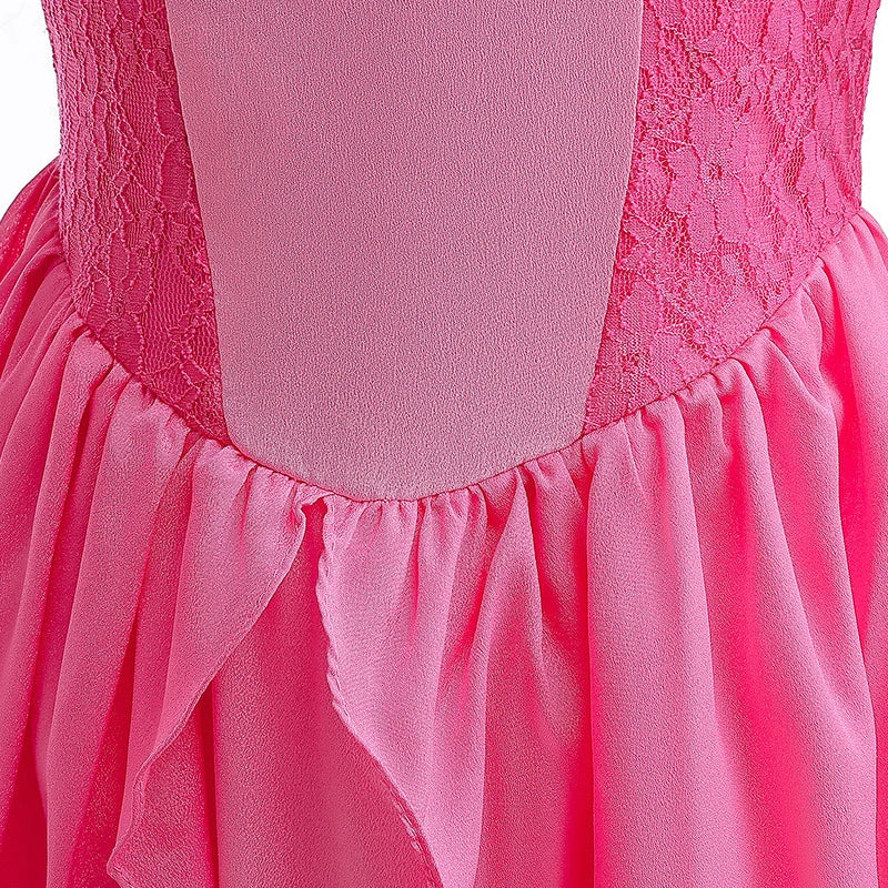 Peach Princess Dress Girls Rose Red Lace Cosplay Dress Kids Vestidos Party Dresses Carnival Halloween Costume for 3-11 Years