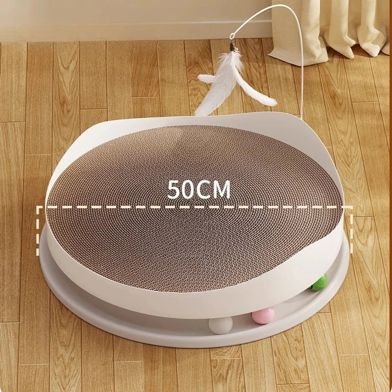 3-in-1 Round Cat Scratcher Bed – Durable Wear-Resistant Scratching Pad & Interactive Kitten Toy